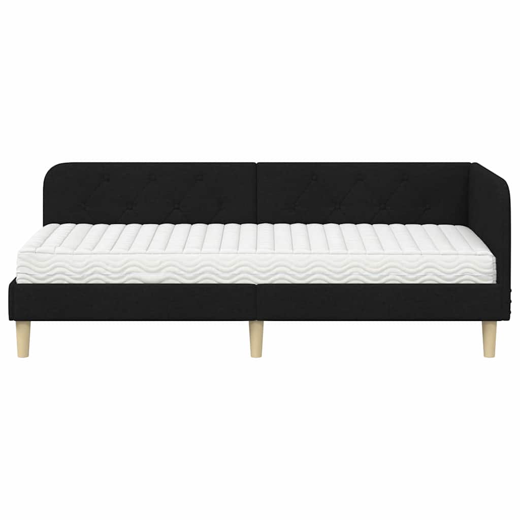 Eckbettgestell Schwarz 80 x 200 cm Stoff