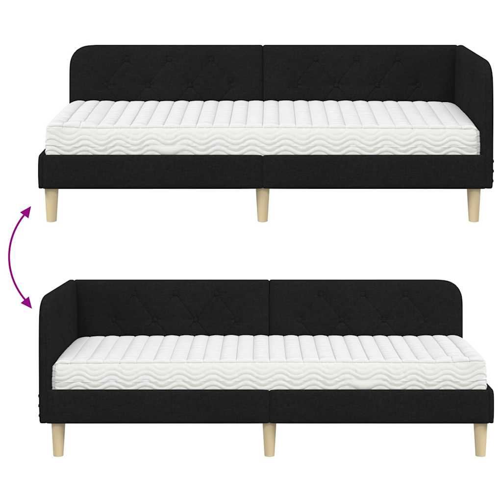 Eckbettgestell Schwarz 80 x 200 cm Stoff