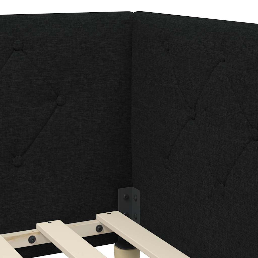 Eckbettgestell Schwarz 90 x 190 cm Stoff