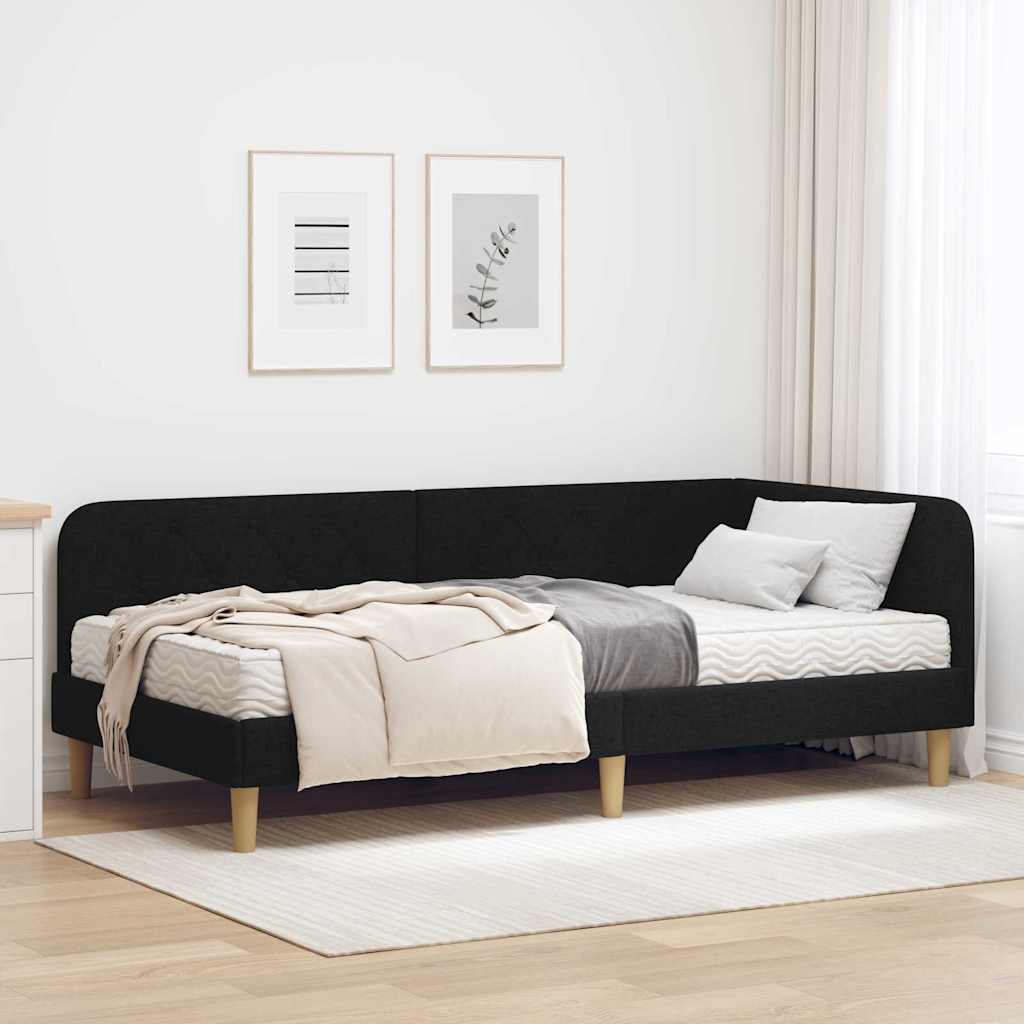 Eckbettgestell Schwarz 90 x 190 cm Stoff