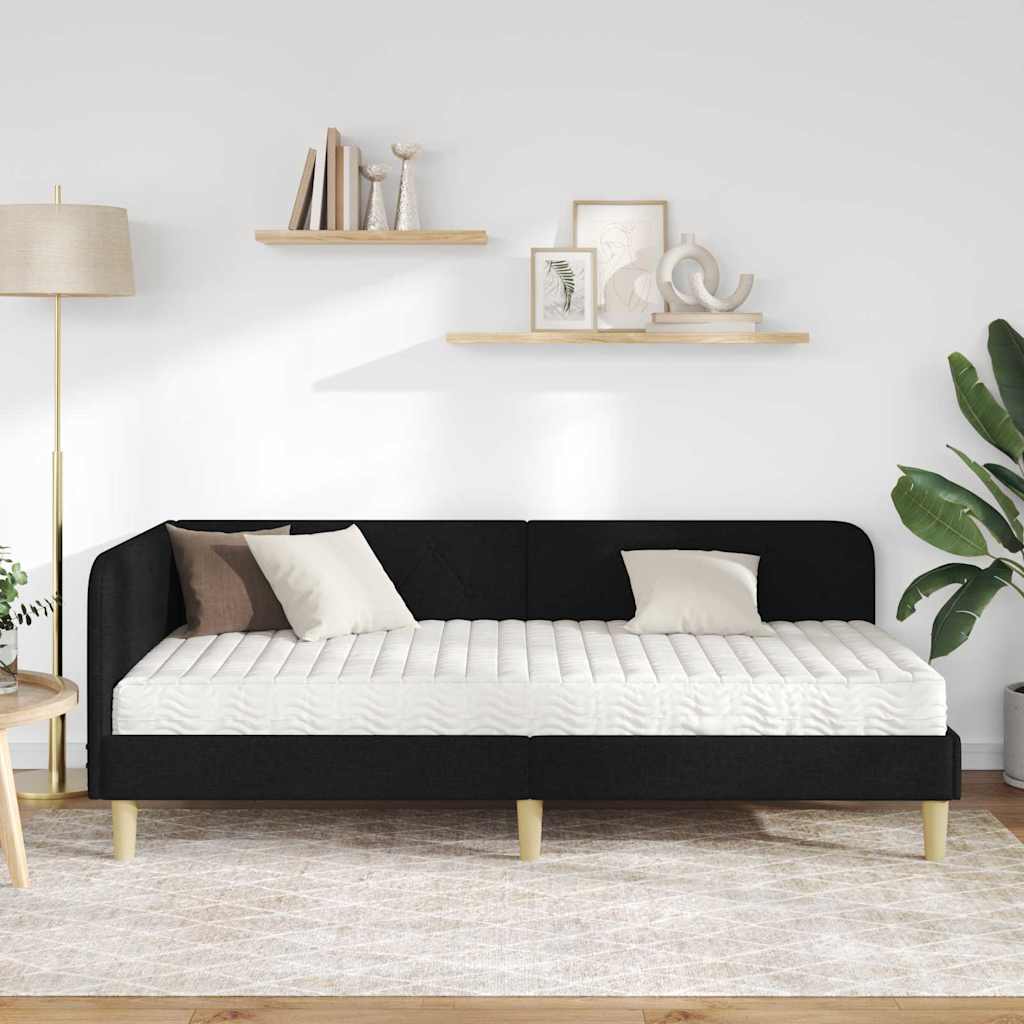 Eckbettgestell Schwarz 90 x 190 cm Stoff