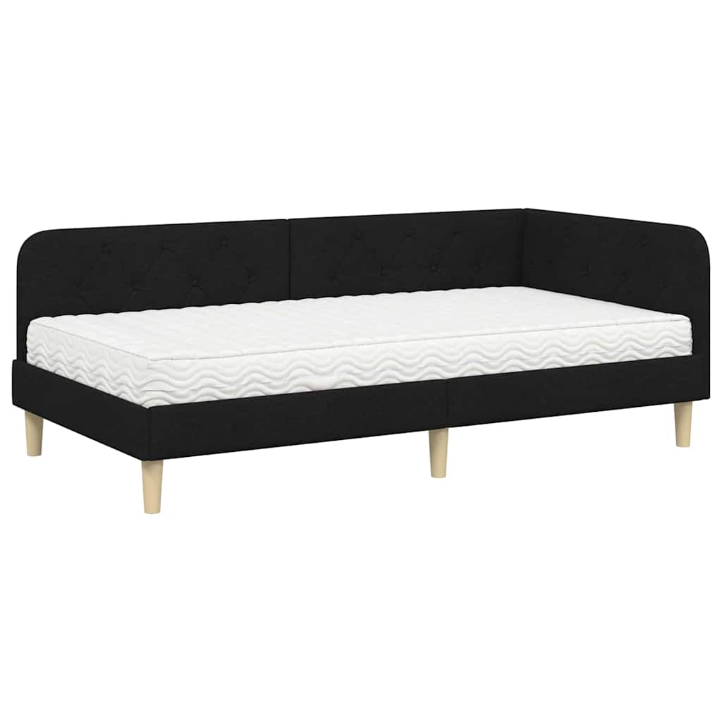 Eckbettgestell Schwarz 90 x 190 cm Stoff