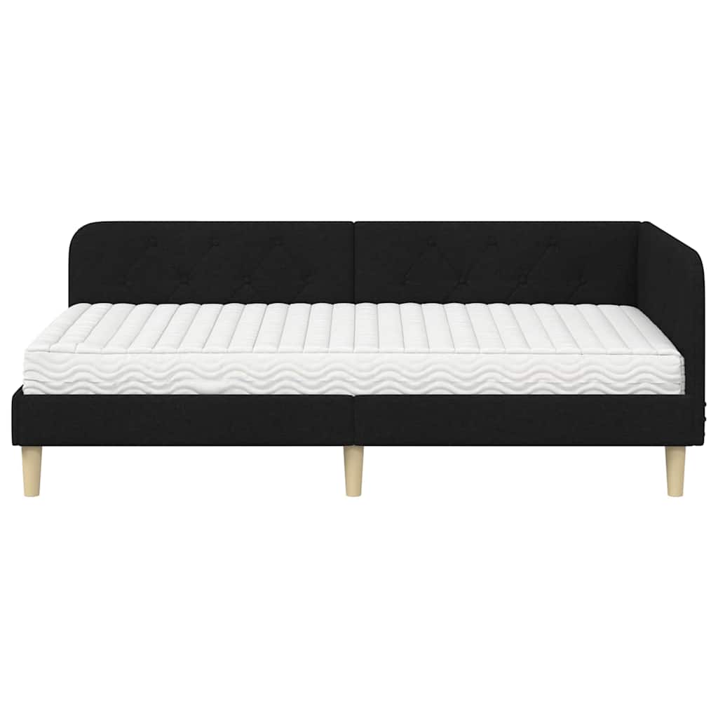 Eckbettgestell Schwarz 90 x 190 cm Stoff