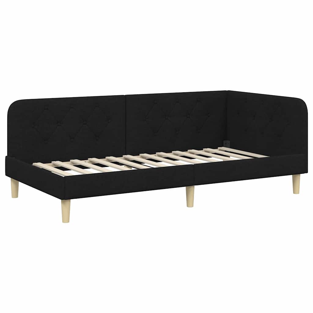 Eckbettgestell Schwarz 90 x 190 cm Stoff