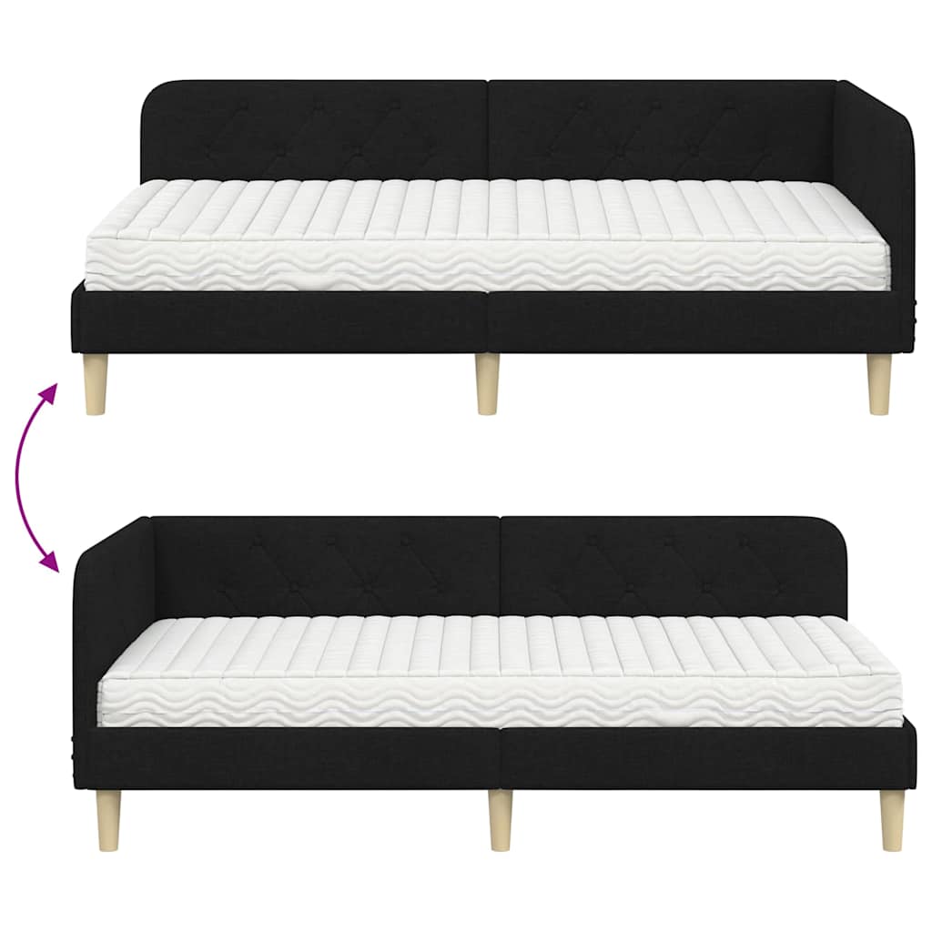 Eckbettgestell Schwarz 90 x 190 cm Stoff
