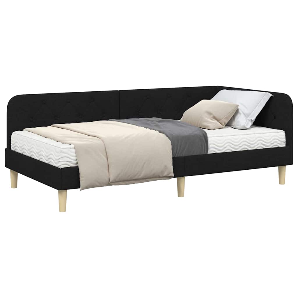 Eckbettgestell Schwarz 90 x 190 cm Stoff