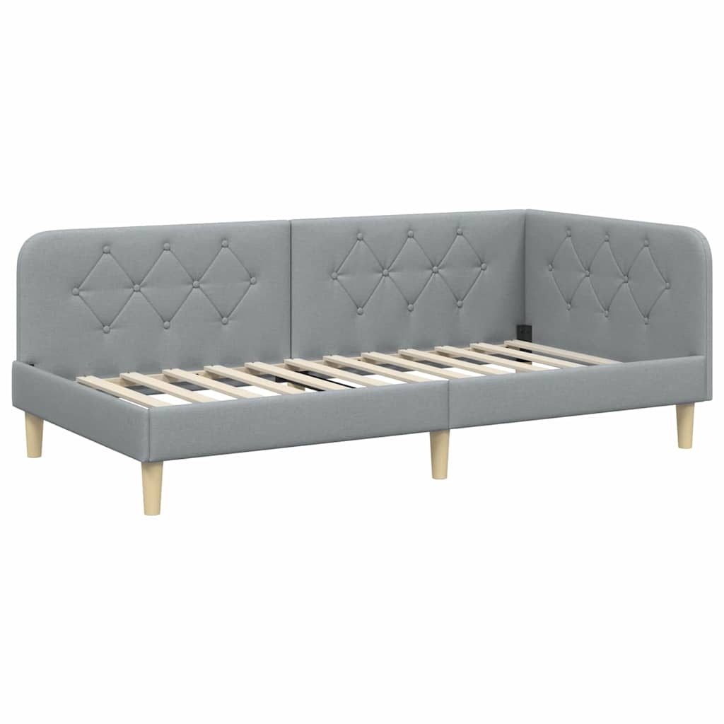Eckbettgestell Hellgrau 90 x 200 cm Stoff