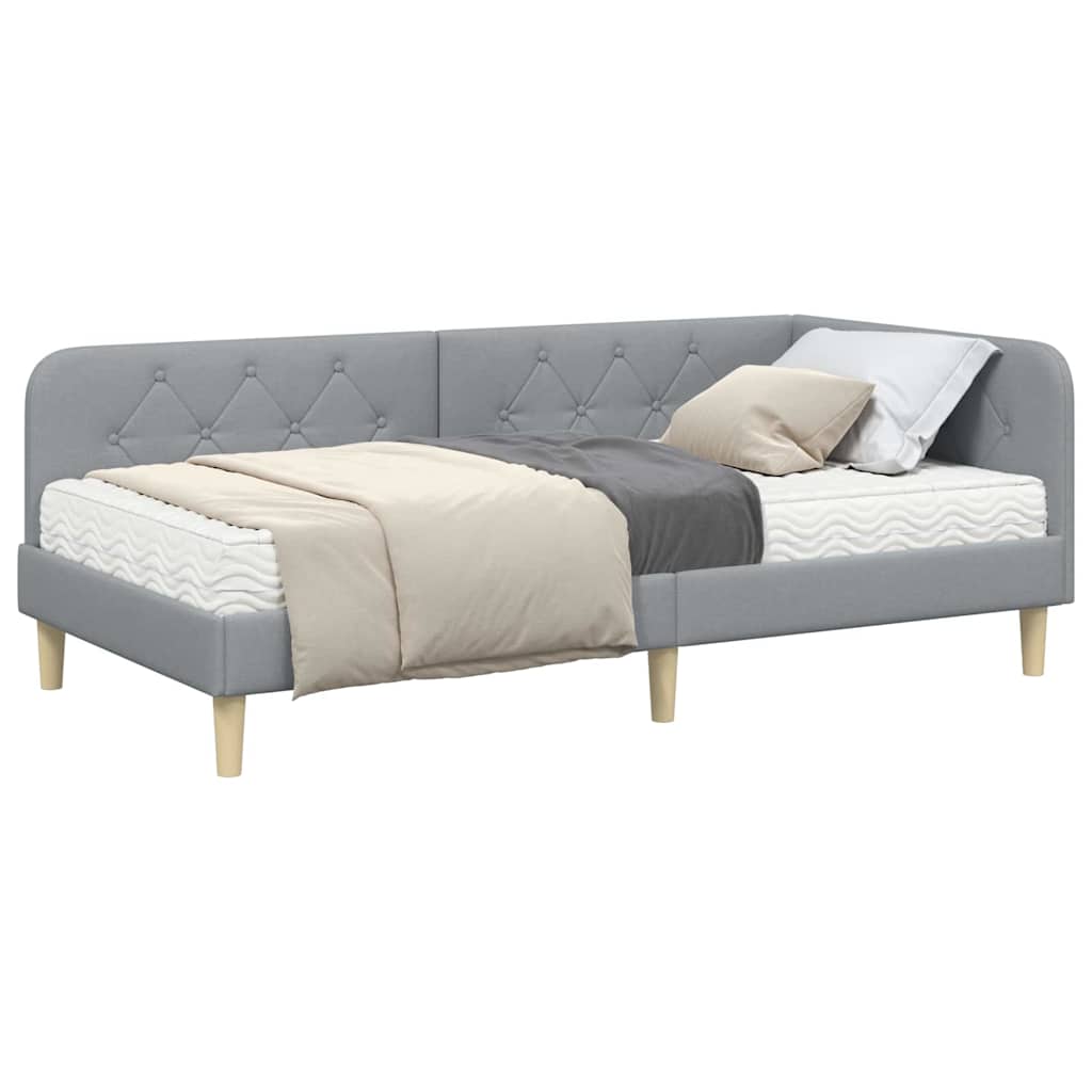Eckbettgestell Hellgrau 90 x 200 cm Stoff