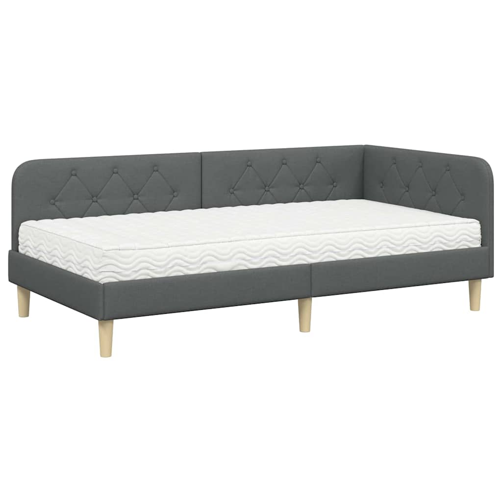 Eckbettgestell Dunkelgrau 90 x 200 cm Stoff