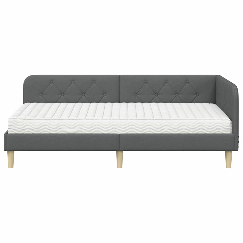 Eckbettgestell Dunkelgrau 90 x 200 cm Stoff