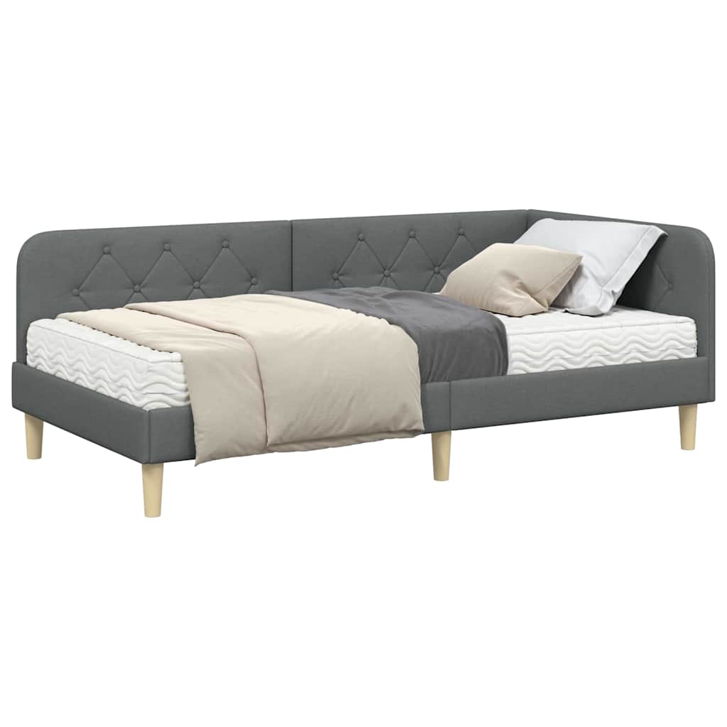 Eckbettgestell Dunkelgrau 90 x 200 cm Stoff