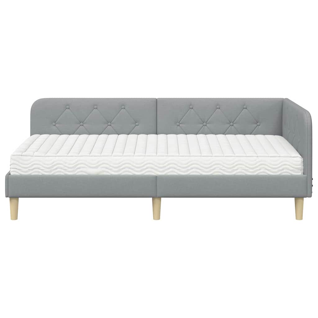 Eckbettgestell Hellgrau 100 x 200 cm Stoff