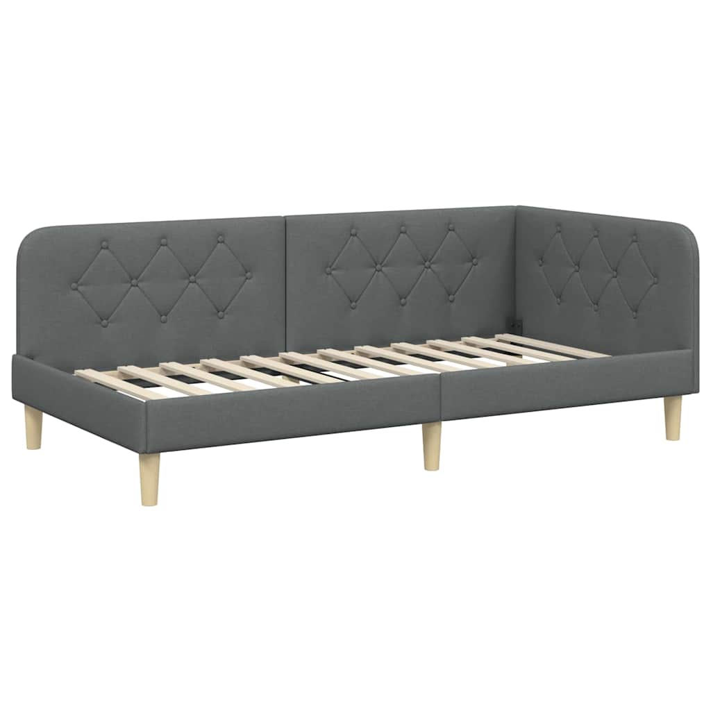 Eckbettgestell Dunkelgrau 100 x 200 cm Stoff