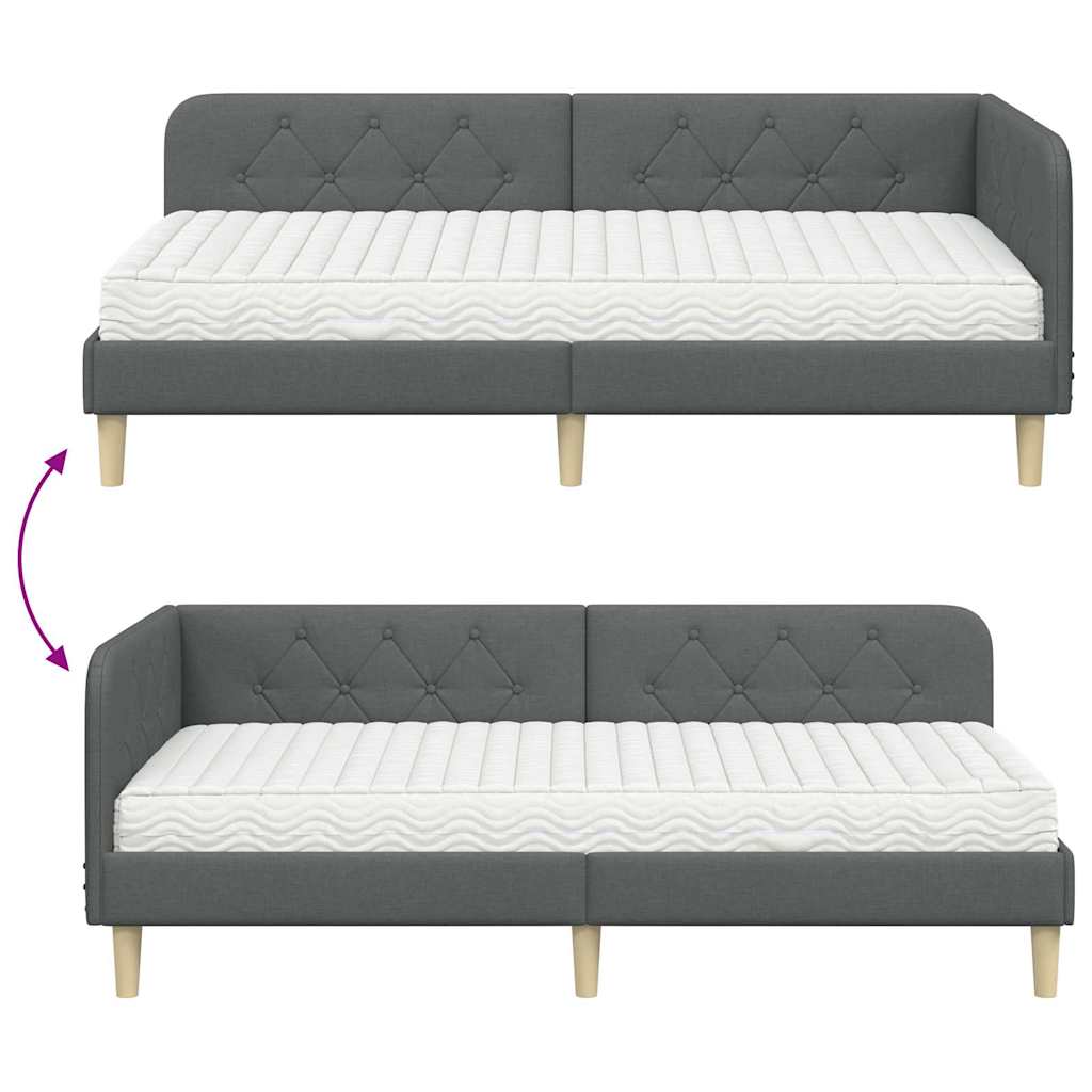 Eckbettgestell Dunkelgrau 100 x 200 cm Stoff