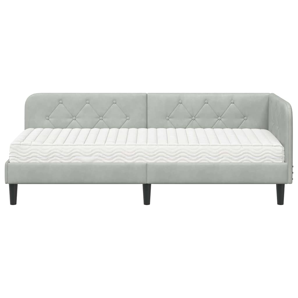 Eckbettgestell Hellgrau 80 x 200 cm Samt