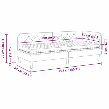 Eckbettgestell Hellgrau 80 x 200 cm Samt