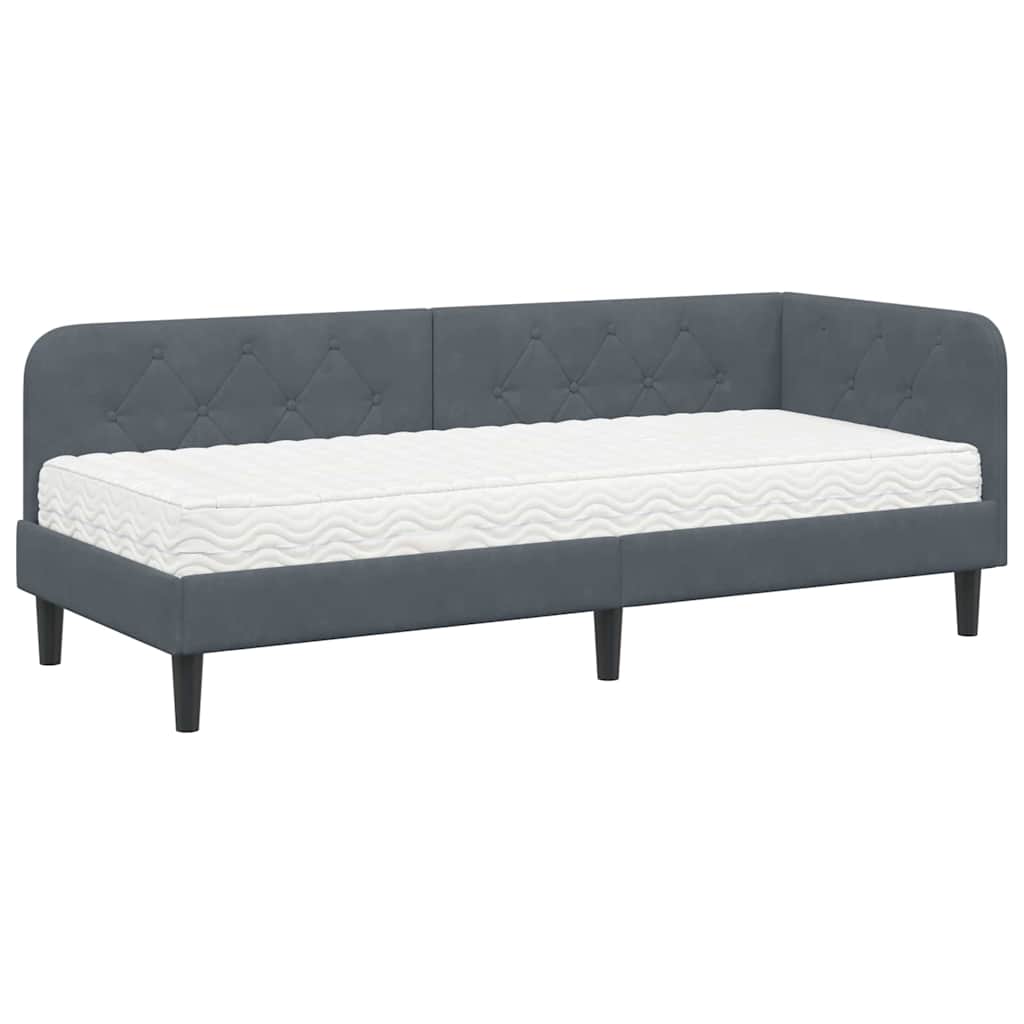 Eckbettgestell Dunkelgrau 80 x 200 cm Samt