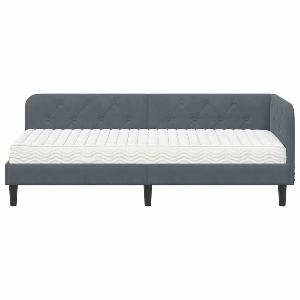 Eckbettgestell Dunkelgrau 80 x 200 cm Samt