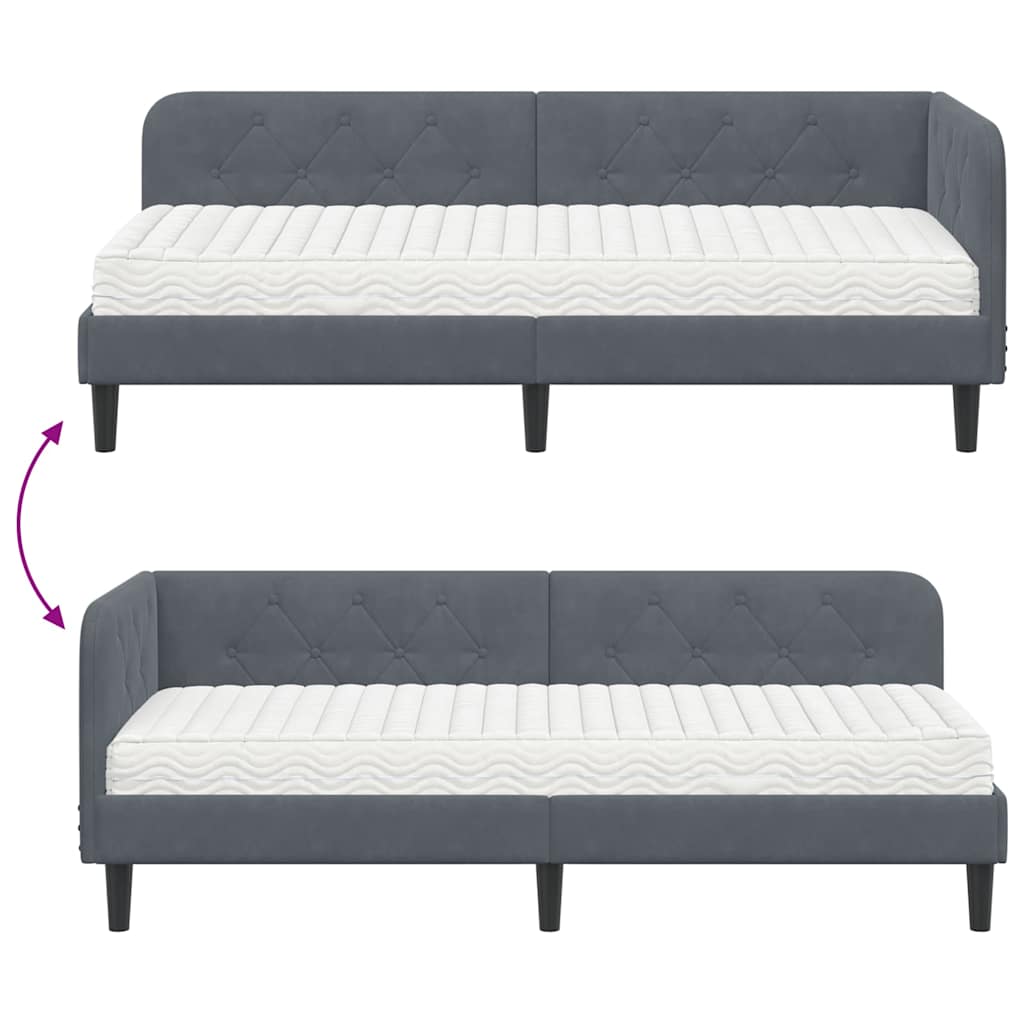Eckbettgestell Dunkelgrau 80 x 200 cm Samt