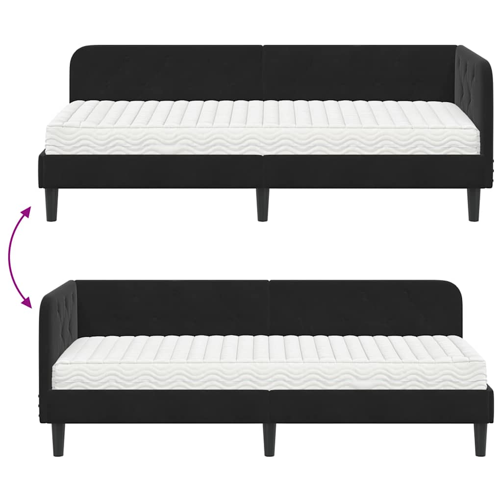 Eckbettgestell Schwarz 80 x 200 cm Samt