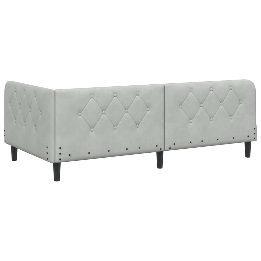 Eckbettgestell Hellgrau 90 x 190 cm Samt