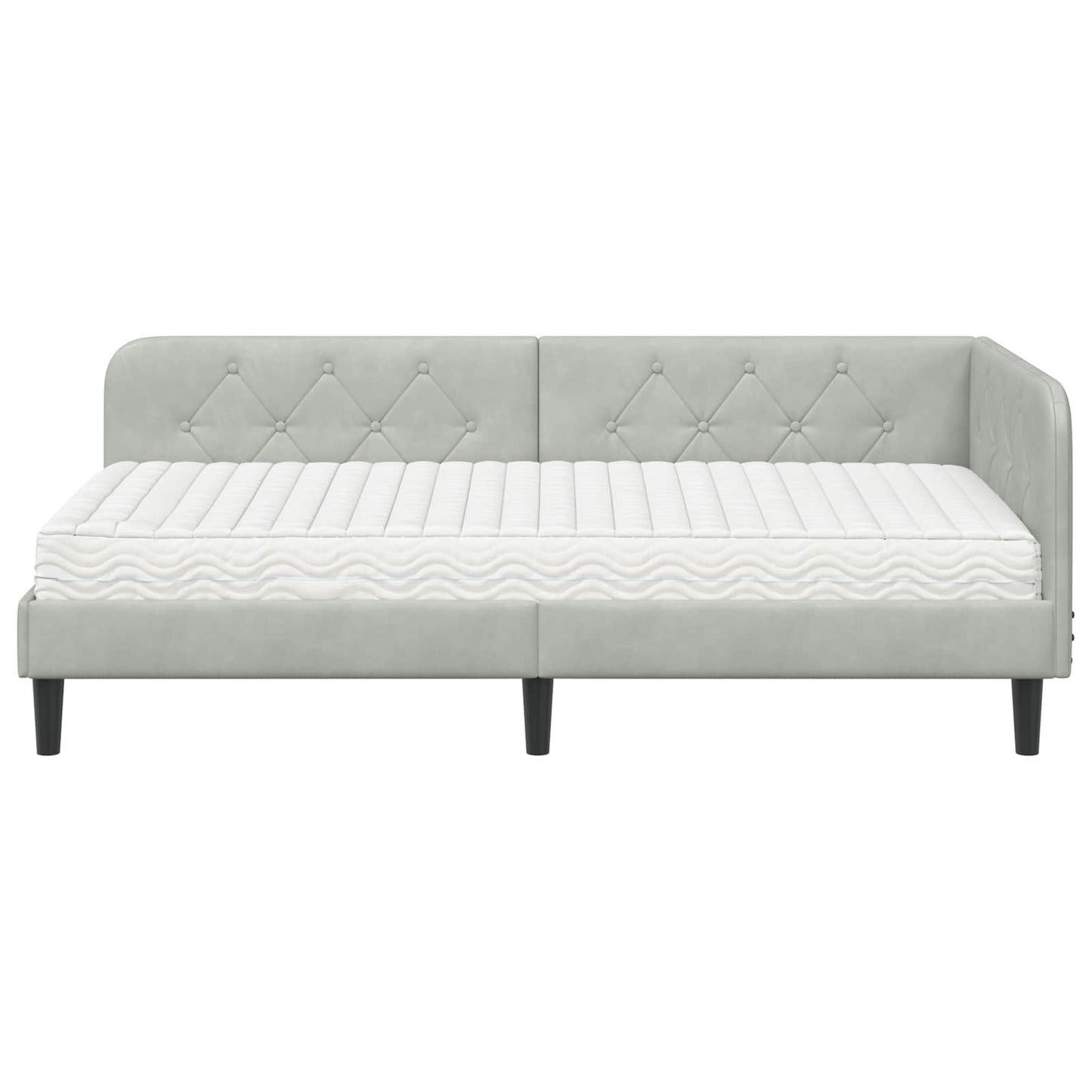 Eckbettgestell Hellgrau 90 x 190 cm Samt