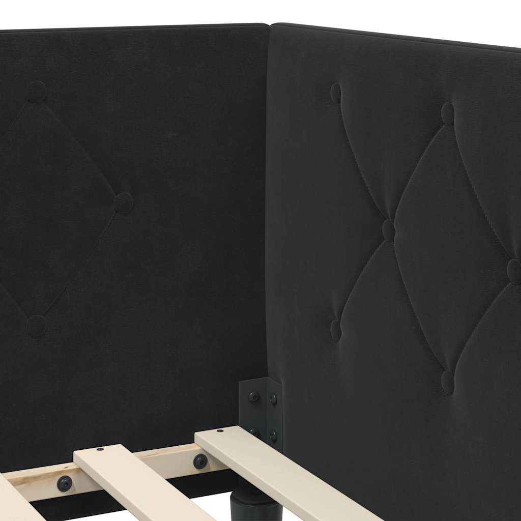 Eckbettgestell Schwarz 90 x 190 cm Samt