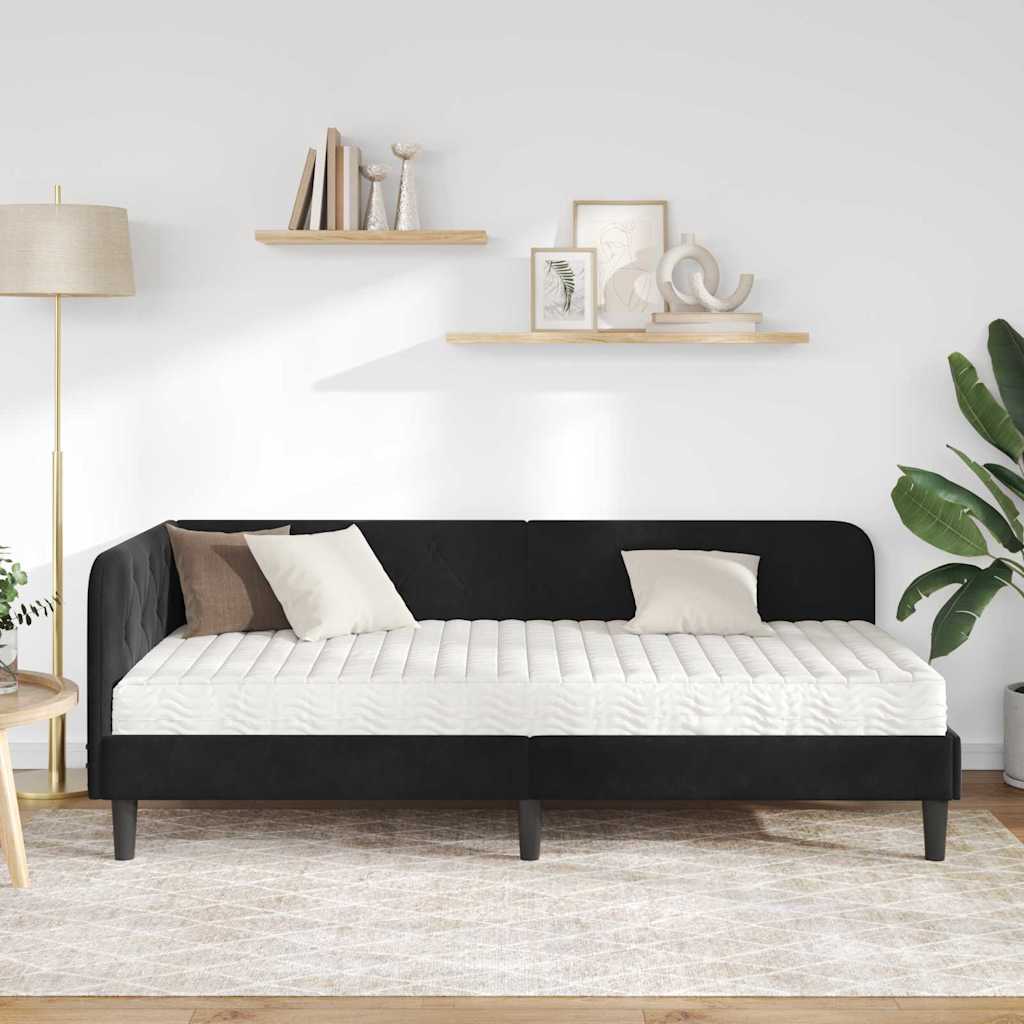 Eckbettgestell Schwarz 90 x 190 cm Samt