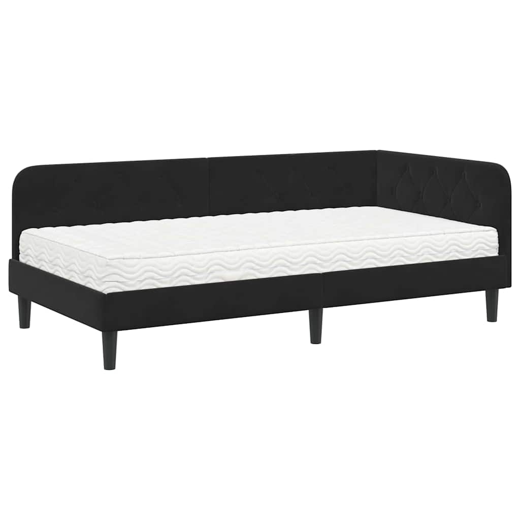 Eckbettgestell Schwarz 90 x 190 cm Samt