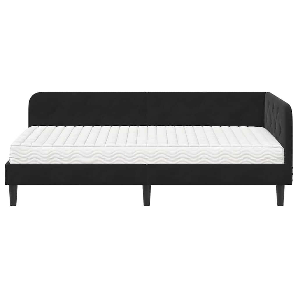 Eckbettgestell Schwarz 90 x 190 cm Samt
