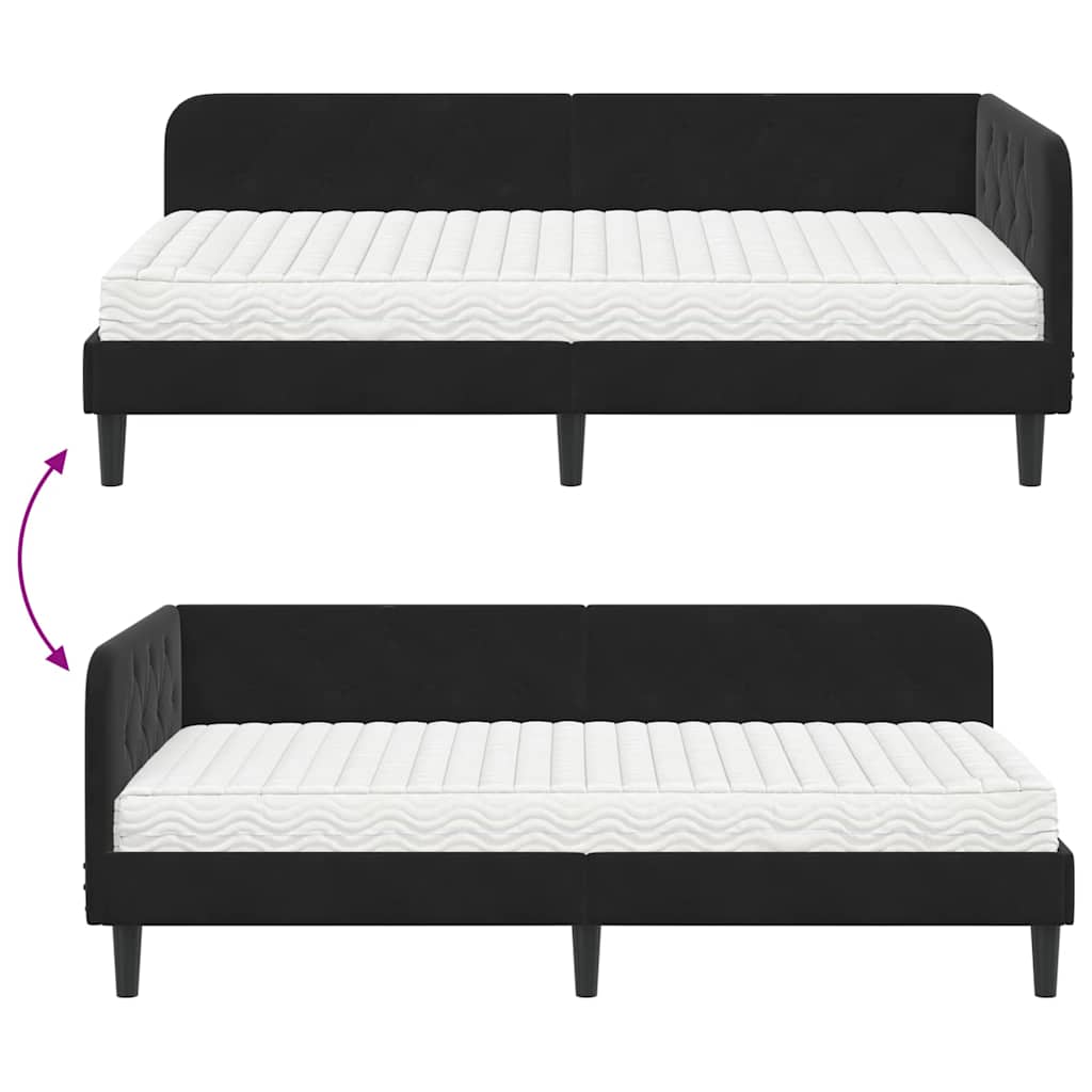 Eckbettgestell Schwarz 90 x 190 cm Samt