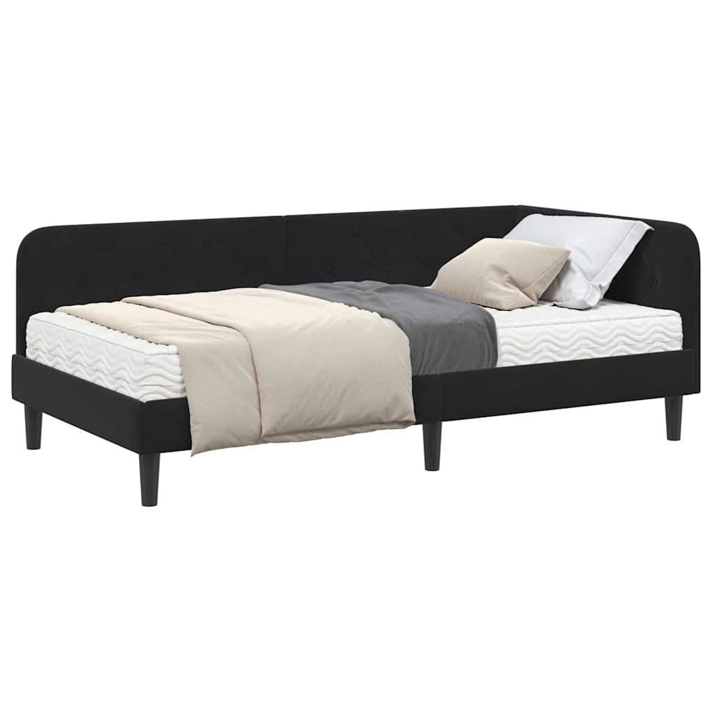 Eckbettgestell Schwarz 90 x 190 cm Samt