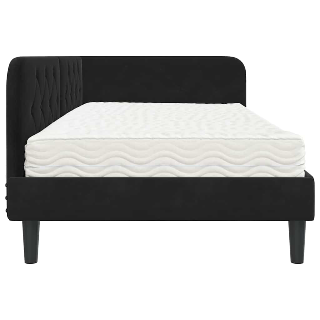 Eckbettgestell Schwarz 90 x 190 cm Samt