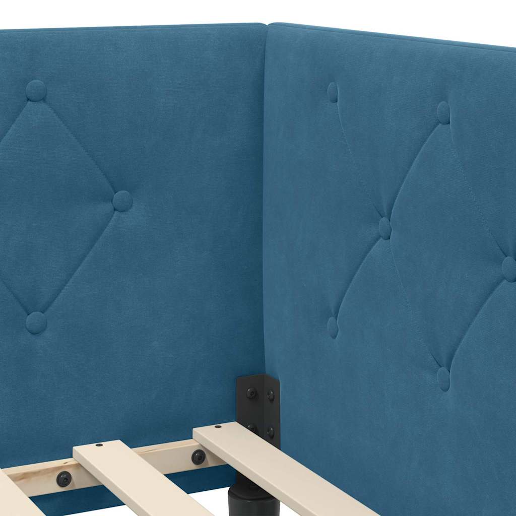 Eckbettgestell Blau 90 x 200 cm Samt