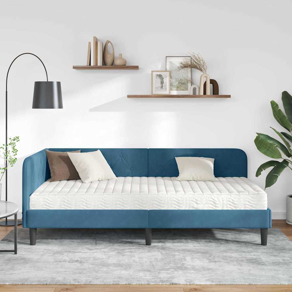 Eckbettgestell Blau 90 x 200 cm Samt