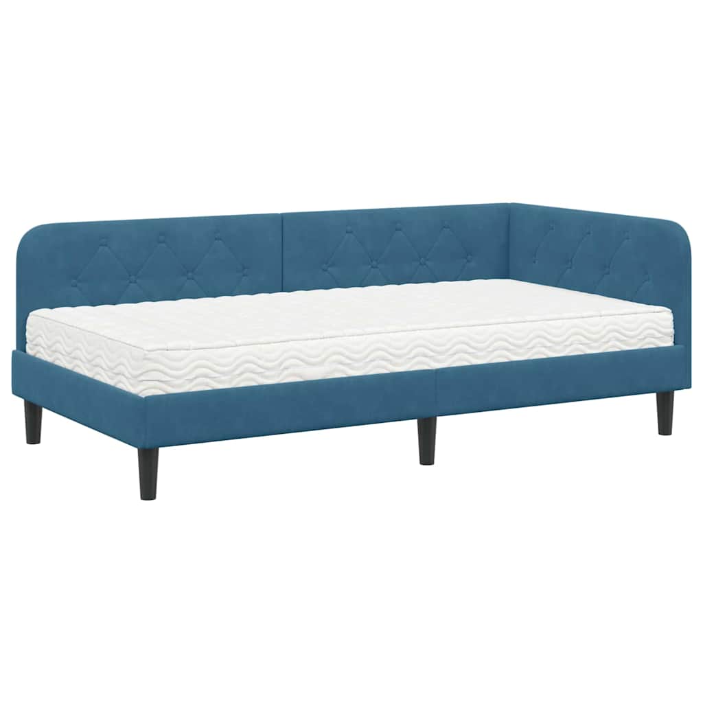 Eckbettgestell Blau 90 x 200 cm Samt
