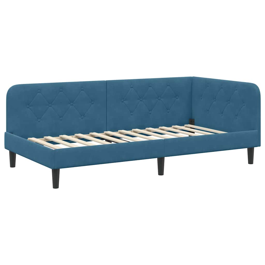 Eckbettgestell Blau 90 x 200 cm Samt