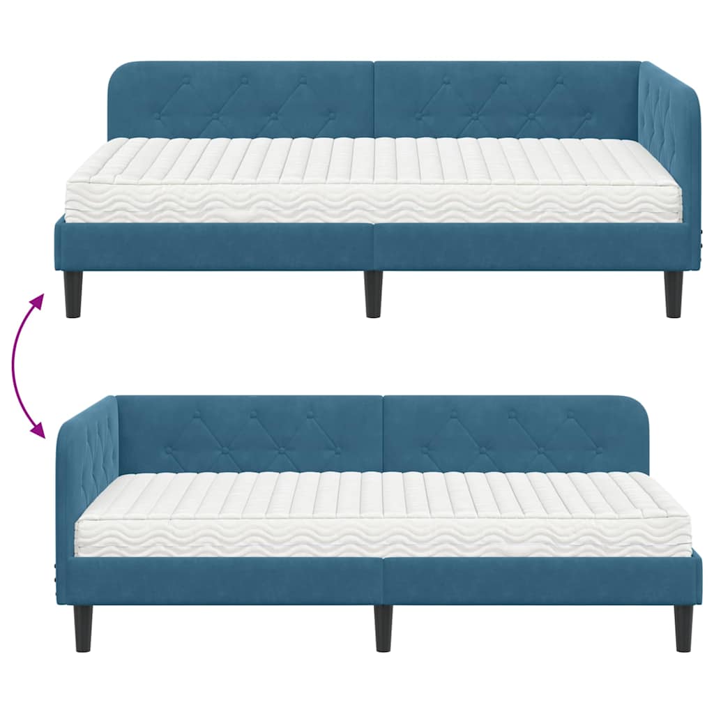 Eckbettgestell Blau 90 x 200 cm Samt