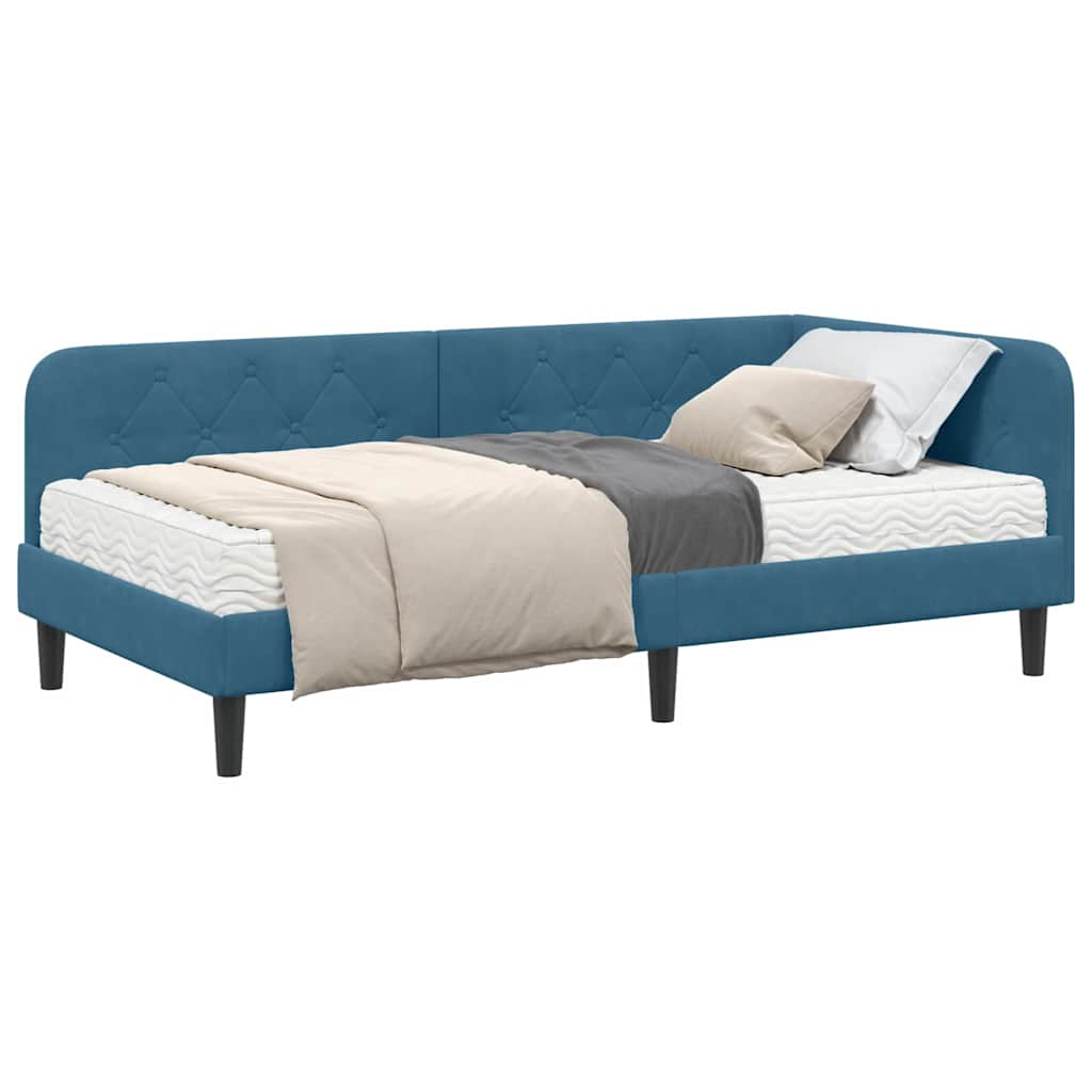 Eckbettgestell Blau 90 x 200 cm Samt