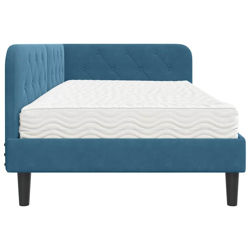 Eckbettgestell Blau 90 x 200 cm Samt