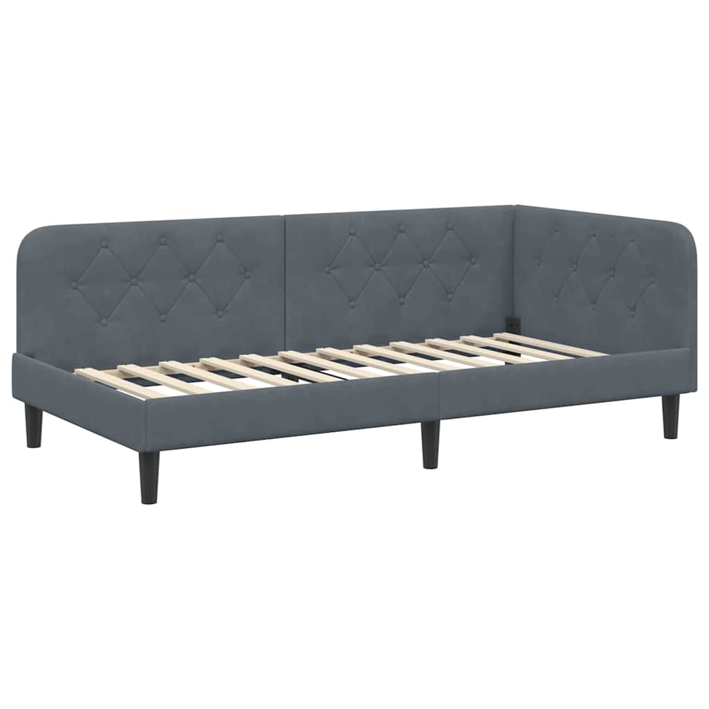 Eckbettgestell Dunkelgrau 90 x 200 cm Samt