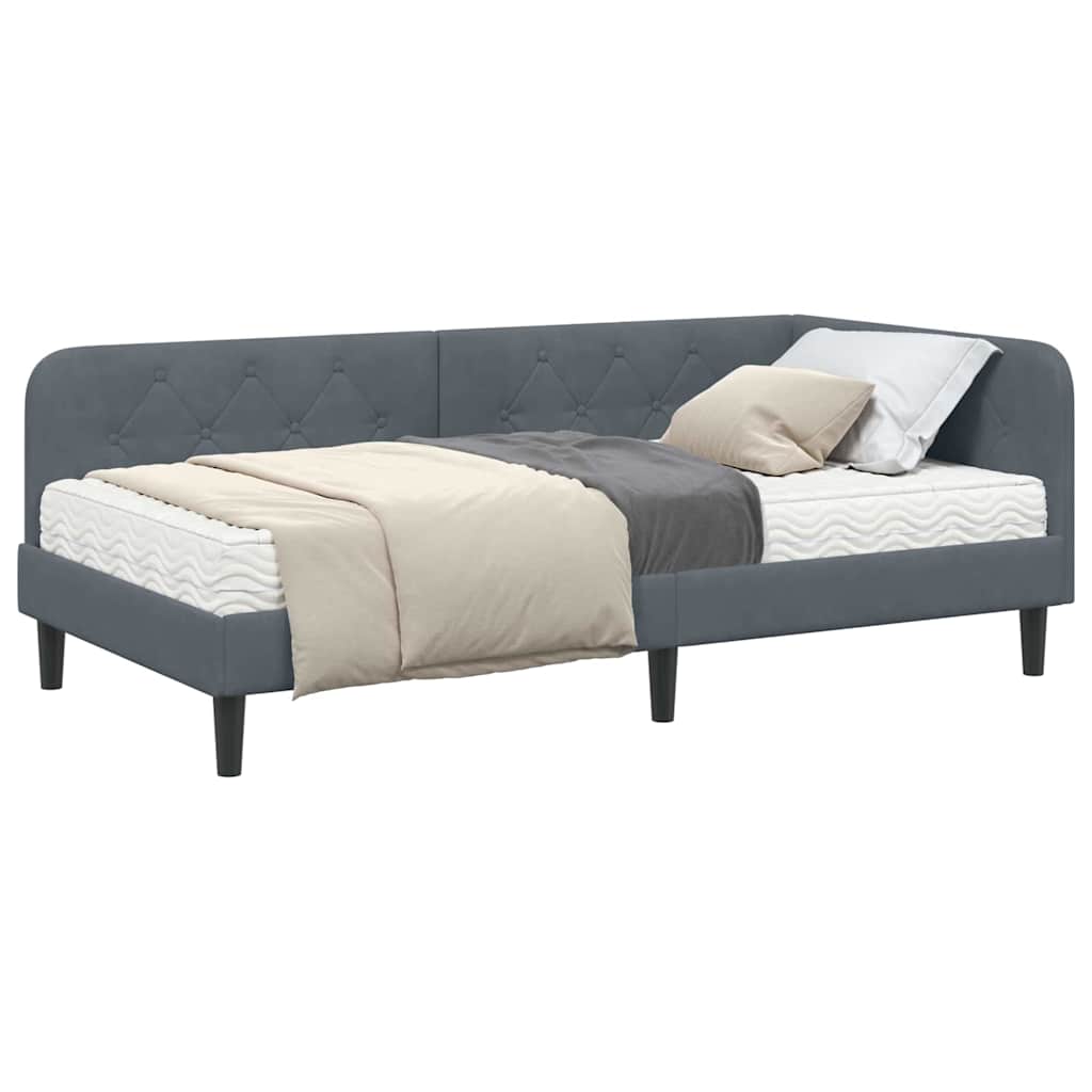Eckbettgestell Dunkelgrau 90 x 200 cm Samt