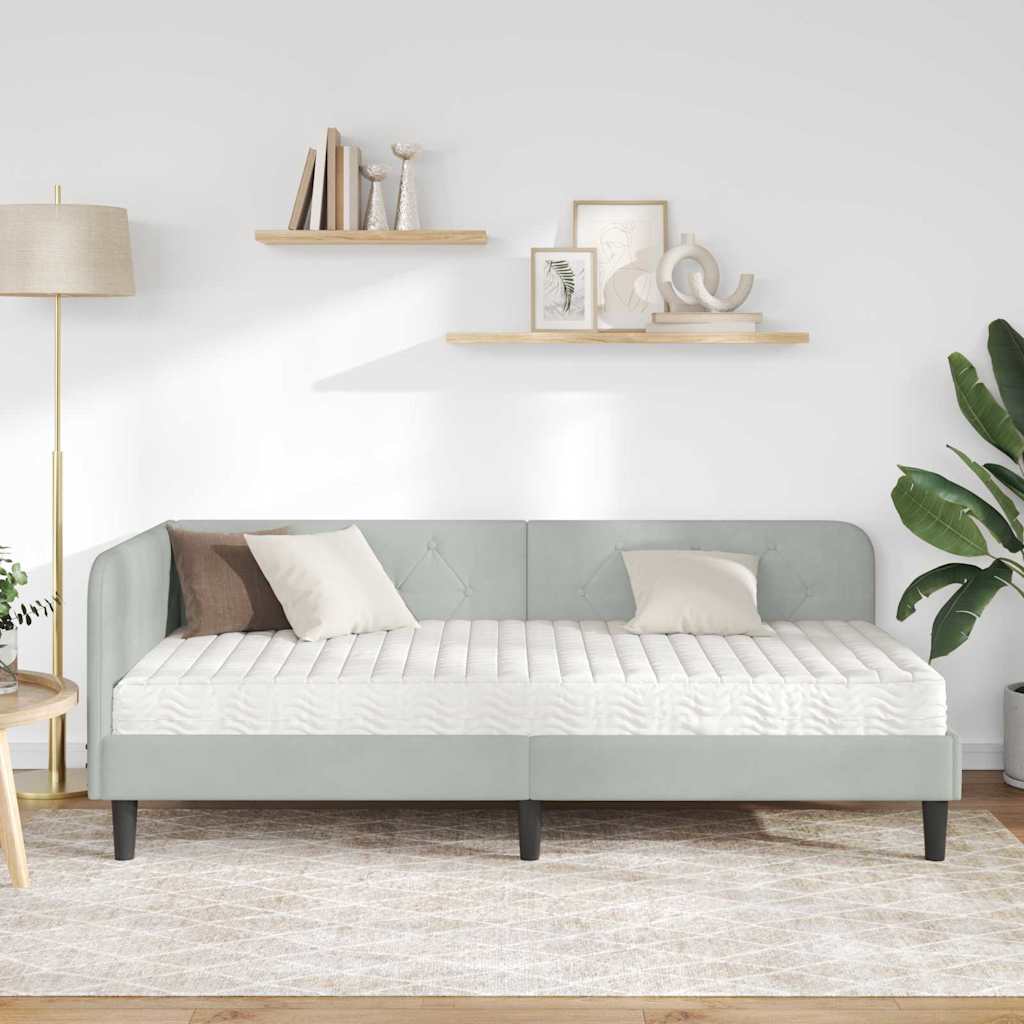 Eckbettgestell Hellgrau 100 x 200 cm Samt