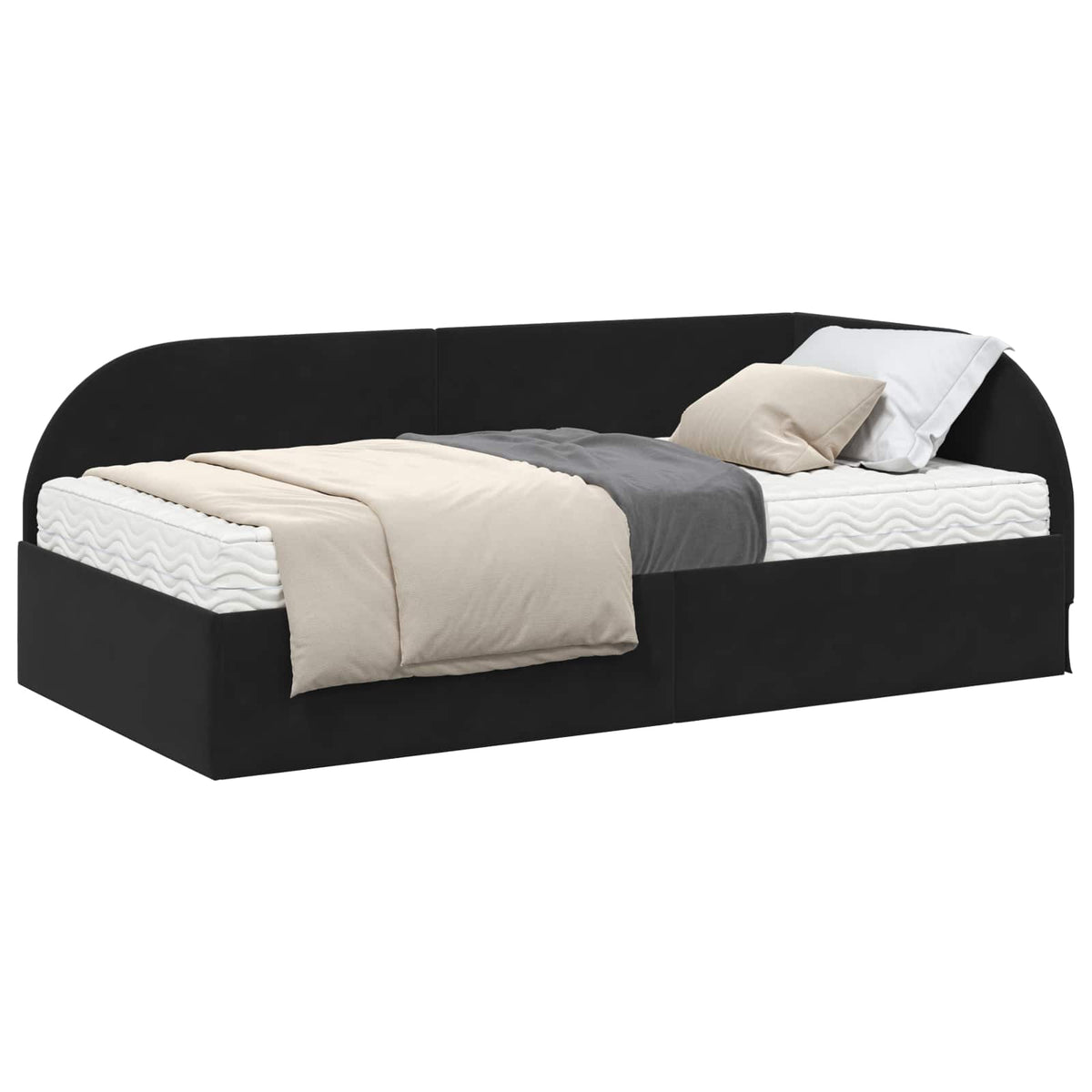 Eckbettgestell mit Matratze 2 stk. Schwarz 80 x 200 cm Samt