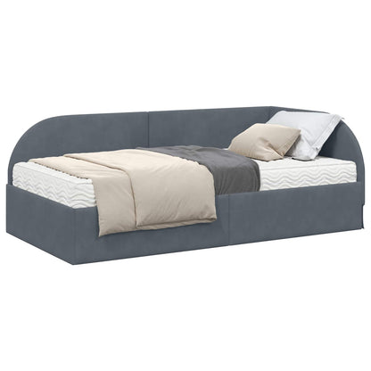Eckbettgestell mit Matratze 2 stk. Dunkelgrau 90 x 190 cm Samt