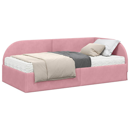 Eckbettgestell mit Matratze 2 stk. Rosa 90 x 190 cm Samt
