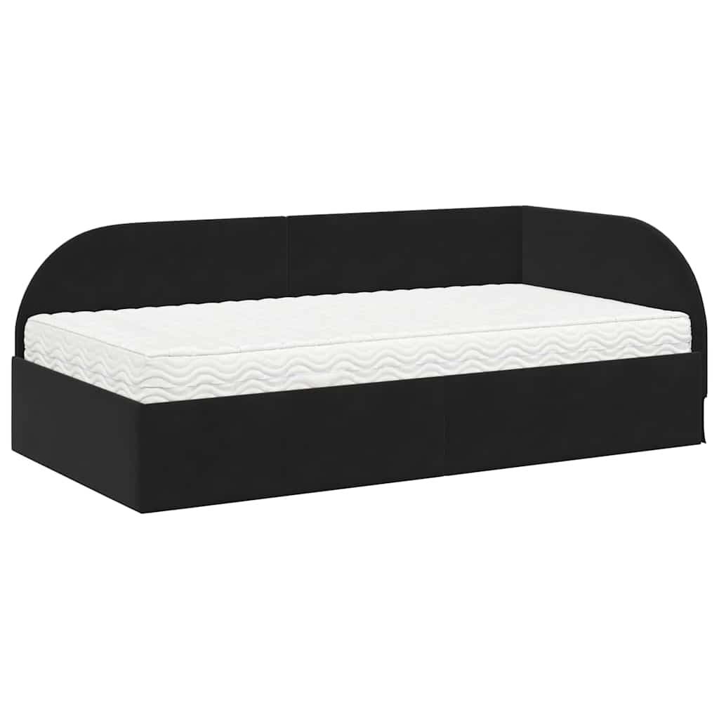 Eckbettgestell mit Matratze 2 stk. Schwarz 90 x 190 cm Samt