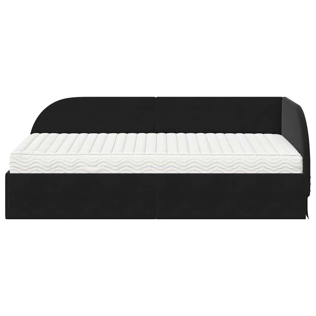 Eckbettgestell mit Matratze 2 stk. Schwarz 90 x 190 cm Samt