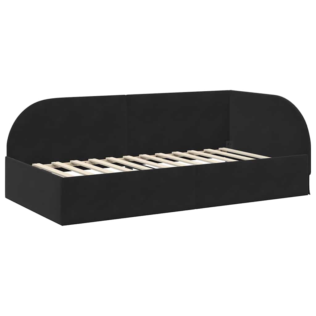 Eckbettgestell mit Matratze 2 stk. Schwarz 90 x 190 cm Samt