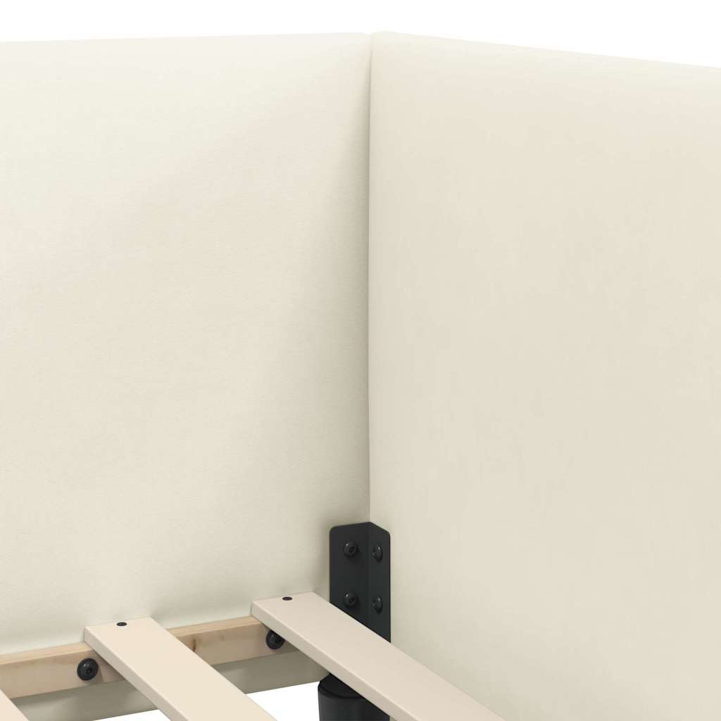 Eckbettgestell mit Matratze 2 stk. Creme 90 x 190 cm Samt